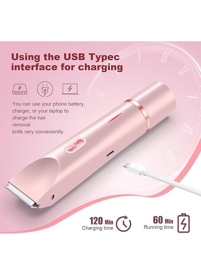 HAVEN 2-in-1 Trimmer & Facial Hair Remover for Women, Double Head Dual Purpose, Wet & Dry Use, Rechargeable Lady Shaver for Face, Upper Lip, Bikini Area & Body - Pink - Image 4